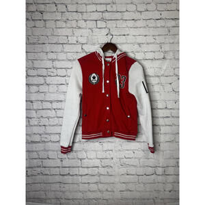 Miss Selfie Womens Varsity Jacket Red and White Size Small